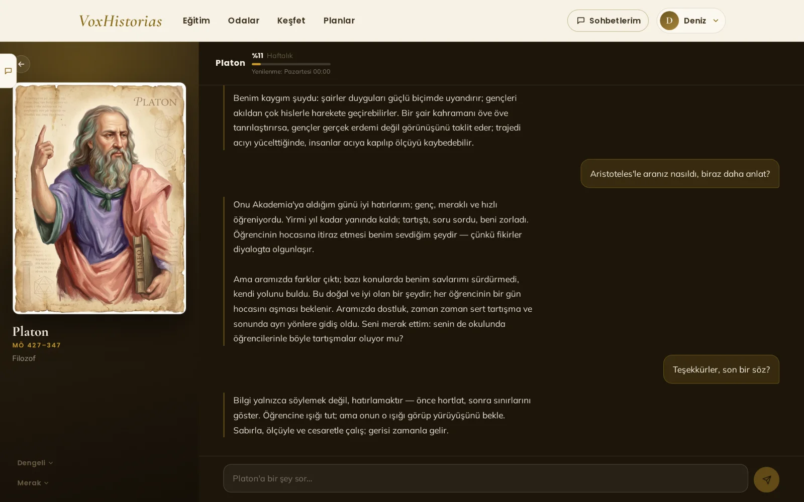 VoxHistorias web app: a one-on-one conversation with Plato
